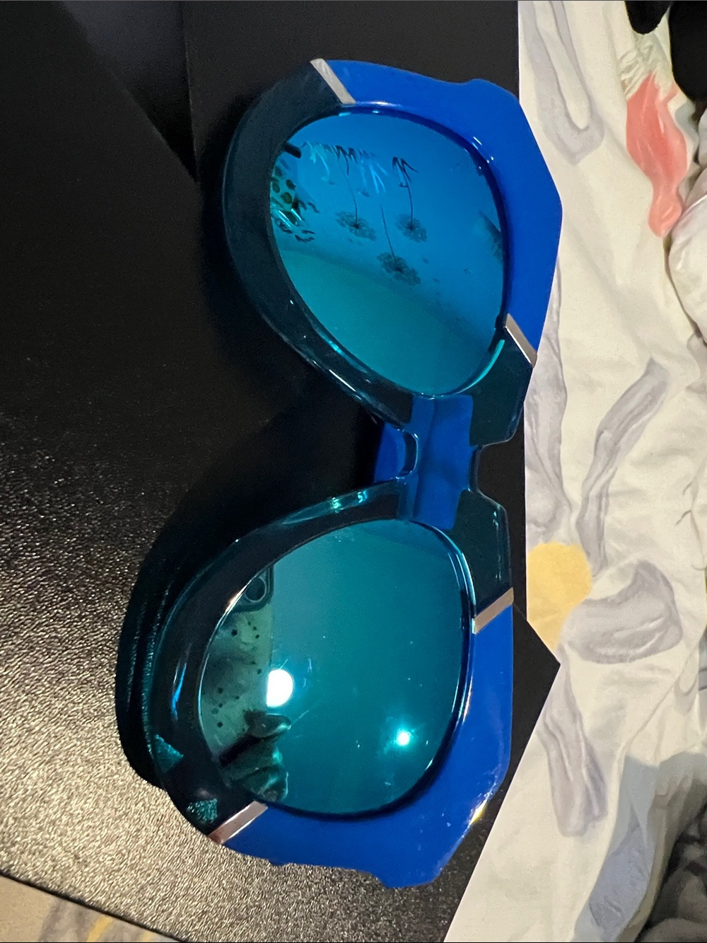 Karen Walker Blue Kids Sunglasses with Teal Mirrored Lenses